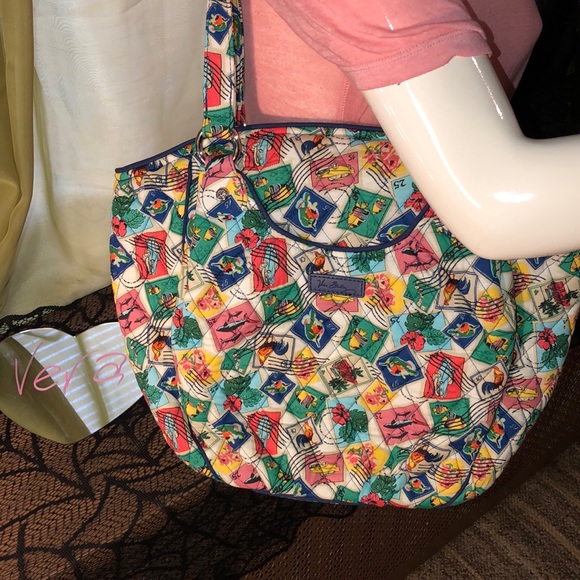 Vera Bradley Cuban Stamps Large Tote NWOT - Picture 4 of 7